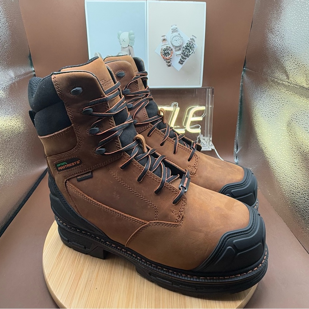 HYTEST 24041 FootRests Rival, Men's, Brown, Nano Toe, , 8 Inch Work Boot Size 10